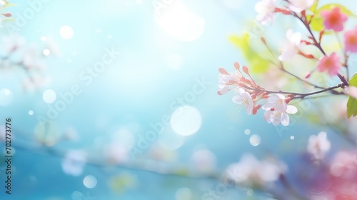 Flowers on a background of leaves and stems. lowers summer garden on blurred sunny bright shiny glowing photo