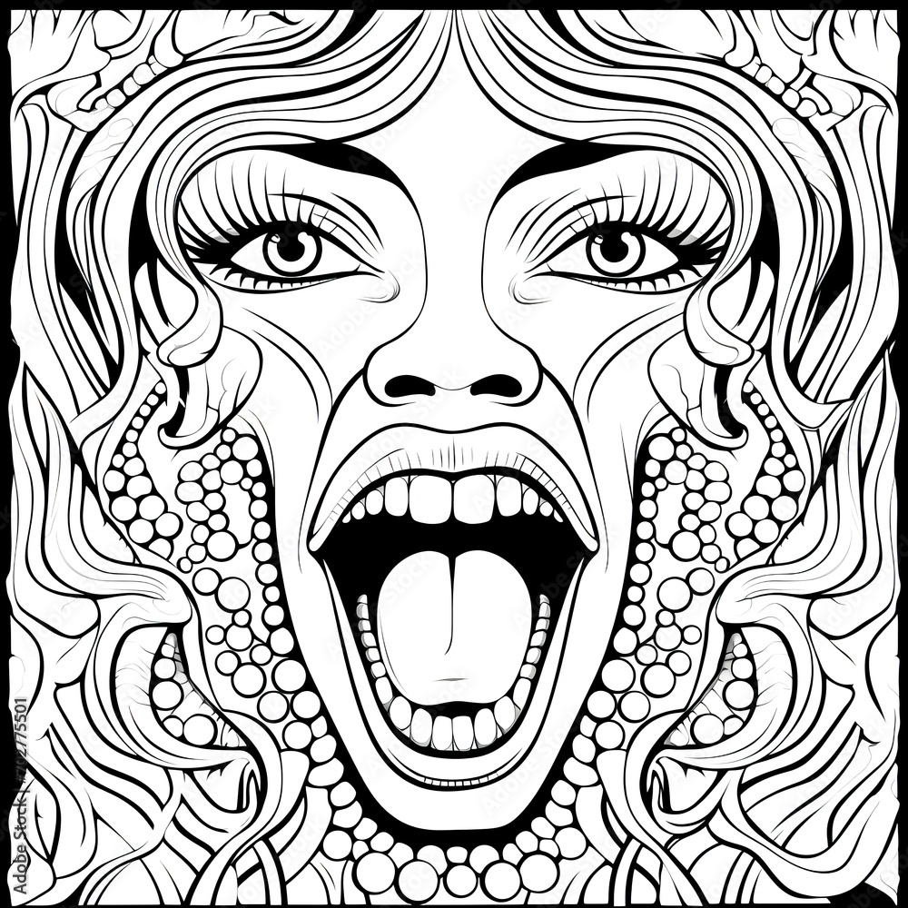 Digital Concept. Womans Stress and Mental Agony Digital Concept. Womans Stress and Mental Agony