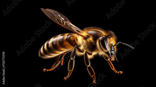 A stunning bee is flying isolated on transparent