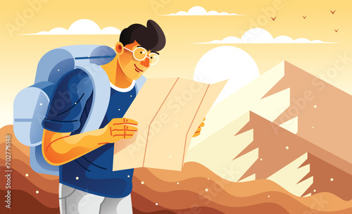 Tourist Male Holding Map