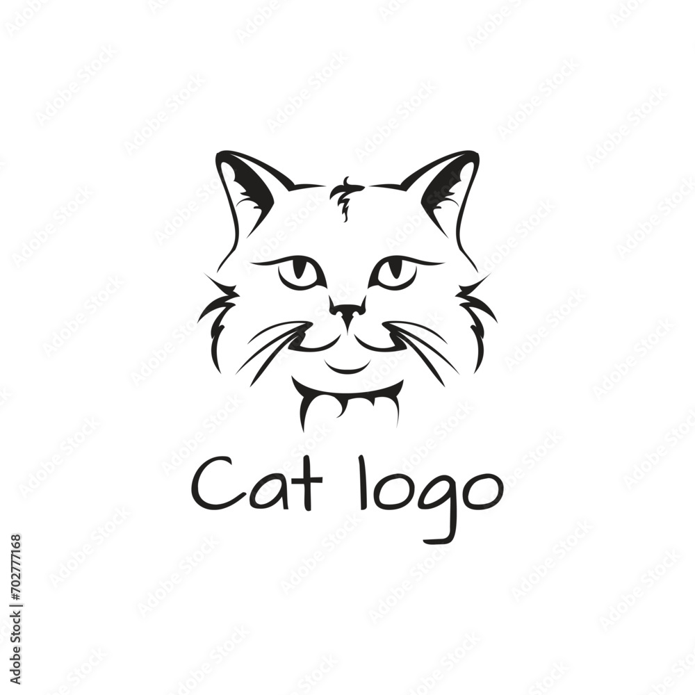 Vector black and white illustration of a cat in minimalist style. Can be used for logo and print on any background Vector black and white illustration of a cat in minimalist style. Can be used for logo and print on any background