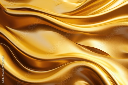 Shiny smooth golden luxury fabric background. Gold draped silk satin. Backdrop for design card, poster, banner, flyer for award, reward, Christmas, birthday, wedding © ratatosk