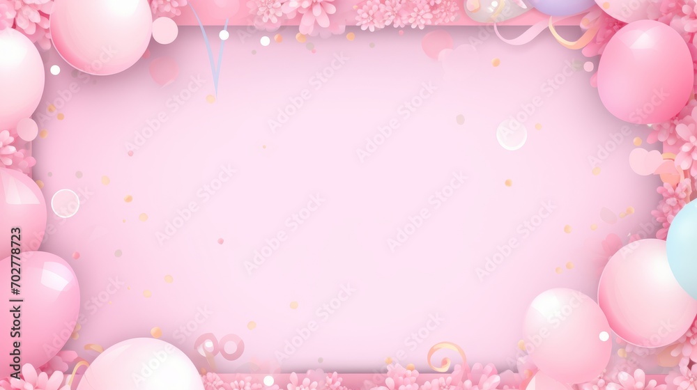 Pastel Pink Background. Flowers Composition, Copy Space