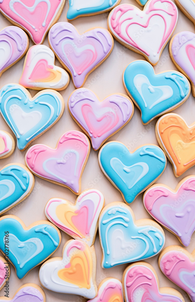 Pastel Heart Cookies Arrangement