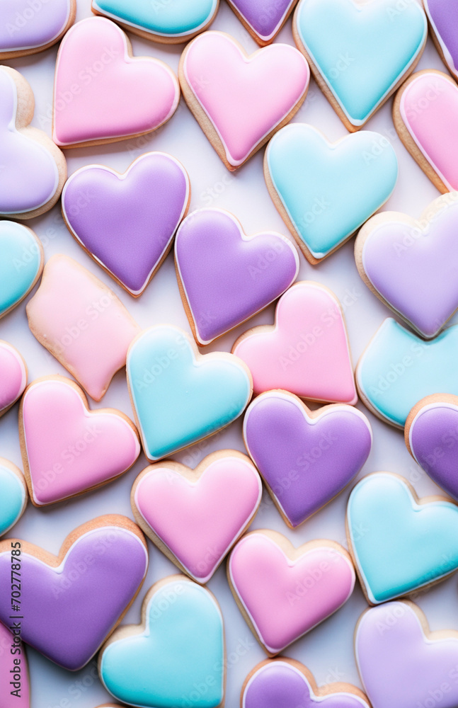 Fototapeta premium Pastel Heart Cookies Arrangement