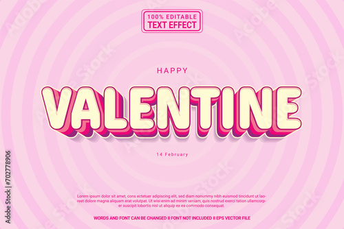 Editable text effect Valentine 3d cartoon template style modern premium vector