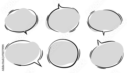 Comic speech bubles for design purposes. Highlighter marker frame. Vector doodle set. photo