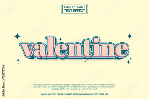 Editable text effect Valentine 3d cartoon template style modern premium vector