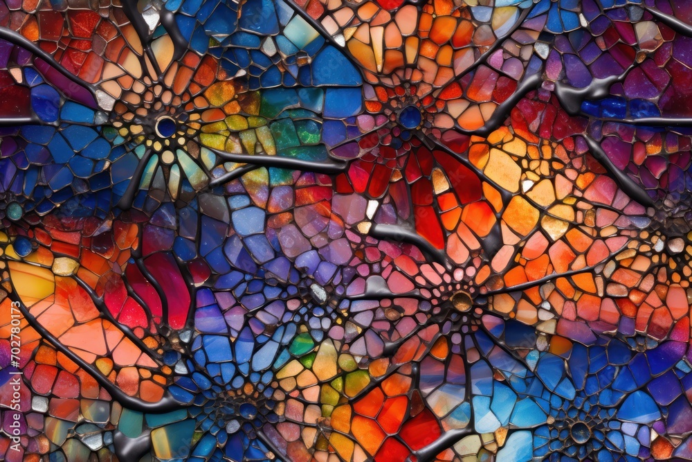 a close up view of a multicolored mosaic tile pattern that looks like it has been made into a piece of art. a close up view of a multicolored mosaic tile pattern that looks like it has been made into a piece of art.