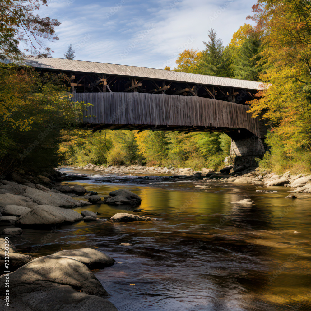 Fototapeta premium vermont weathered covered bridge.