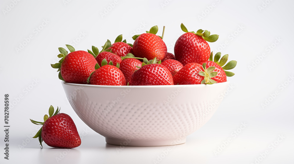 Strawberry in a bowl with white background Strawberry in a bowl with white background