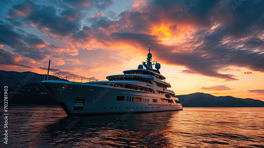 grand yacht de luxe en mer près des côtes - obrazy, fototapety, plakaty 