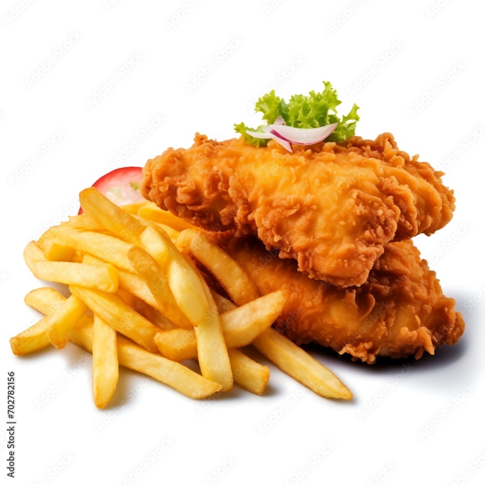 Photo of Fried Chicken Isolated on White Background: Culinary Delight in Every Savory Bite