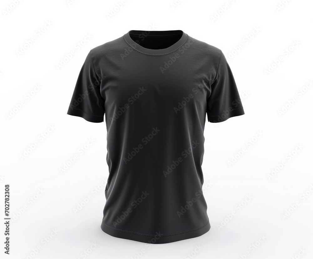 Black t-shirt isolated on a white background. Mockup blank sportswear front view. Black t-shirt isolated on a white background. Mockup blank sportswear front view.