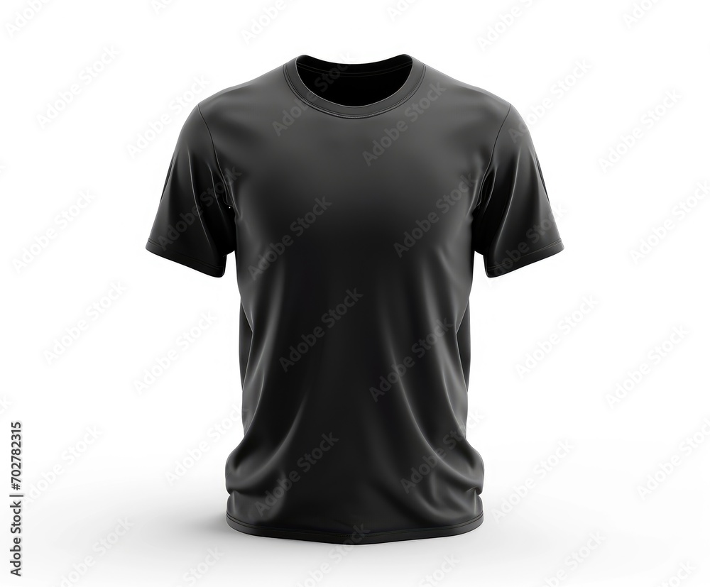 Black t-shirt isolated on a white background. Mockup blank sportswear front view. Black t-shirt isolated on a white background. Mockup blank sportswear front view.