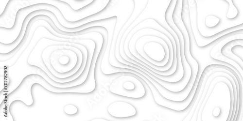 Abstract wavy line 3d paper cut white background. abstract white background with smooth wavy layers. silver grid map line topography mount contour map .