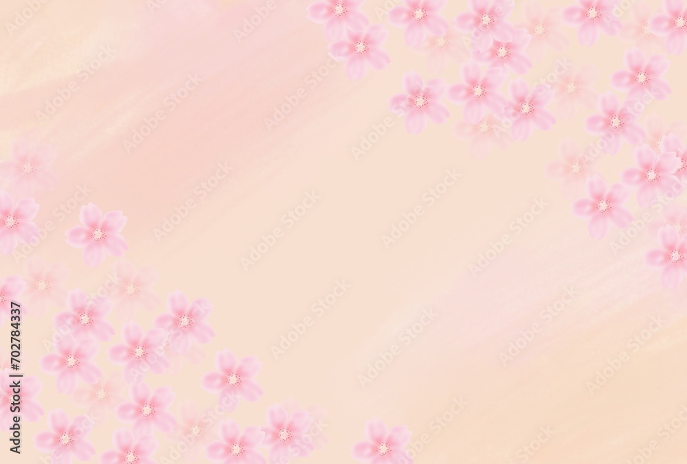 ピンク色背景の桜