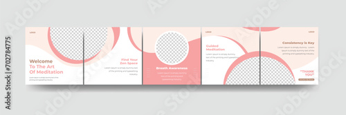 How to social media carousel template, meditation and relaxing Instagram banner design for spa yoga shops etc
