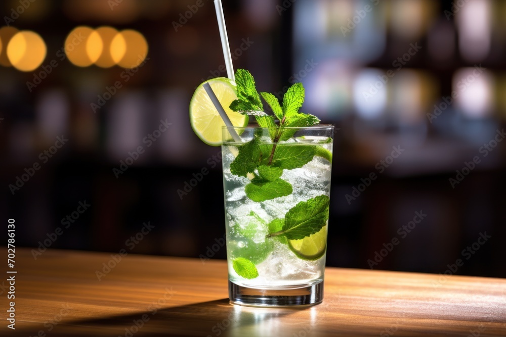 a close up of a drink on a table with a straw and a lime slice on top of the drink. a close up of a drink on a table with a straw and a lime slice on top of the drink.