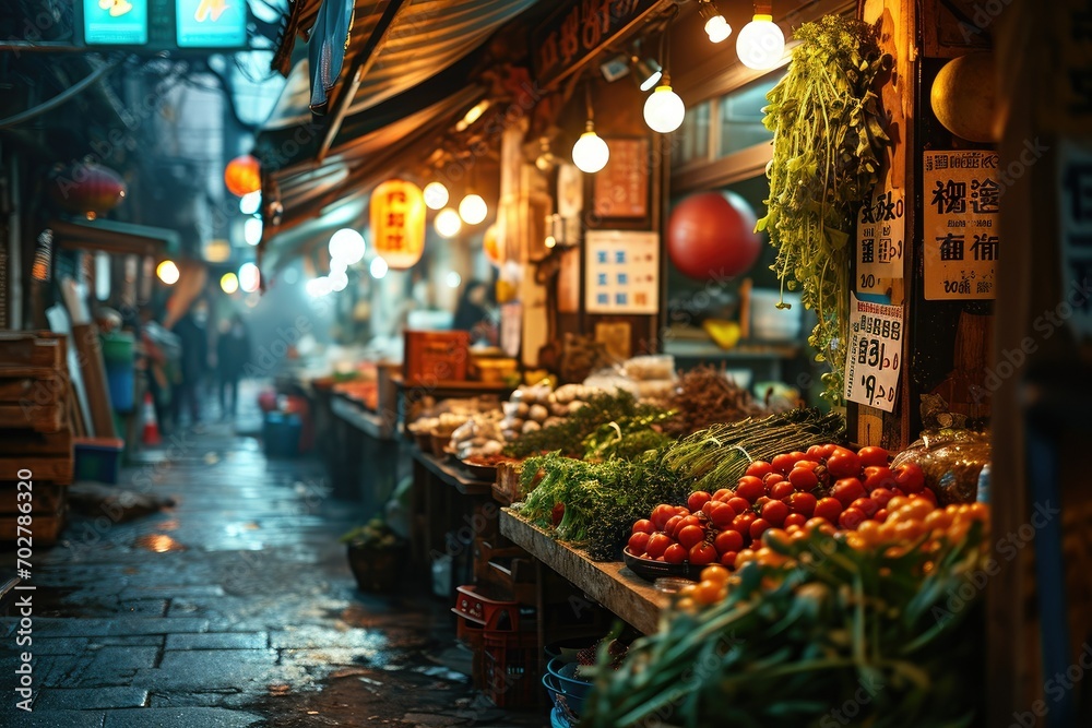 Nighttime Asian Street Food