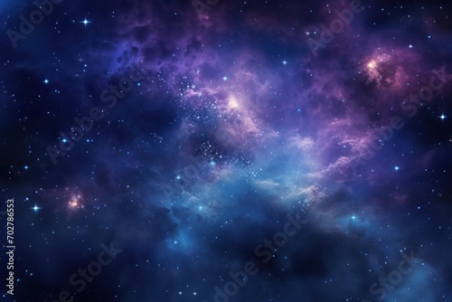  a space filled with lots of stars next to a sky filled with lots of bright blue and purple hues.