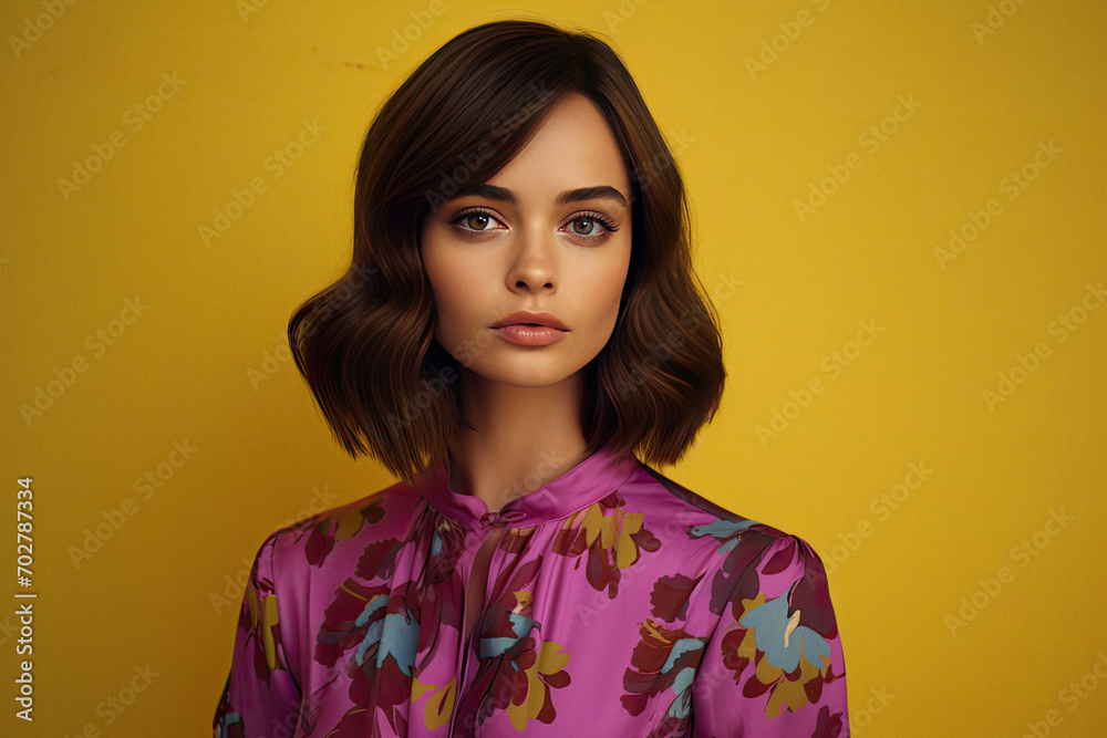 Pretty lovely young girl wearing colorful clothes bright style portrait Pretty lovely young girl wearing colorful clothes bright style portrait