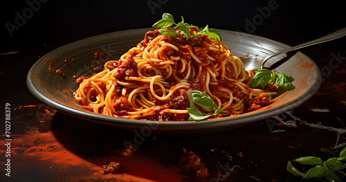 Spaghetti bolognese pasta with tomato sauce italian food