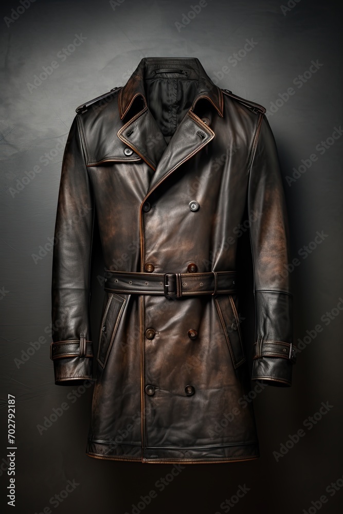 Leather coat. Men's fashion wear. Generative Ai