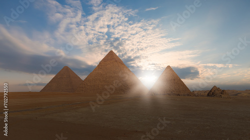 Giza Pyramid Complex at sunset - Cairo, Egypt  © muratart