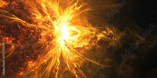 Solar storm erupting from sun  generative AI