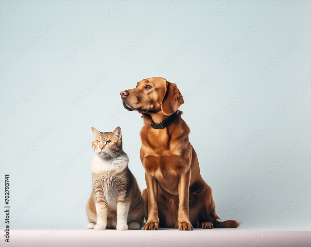 Dog and cat sitting for photo-isolated