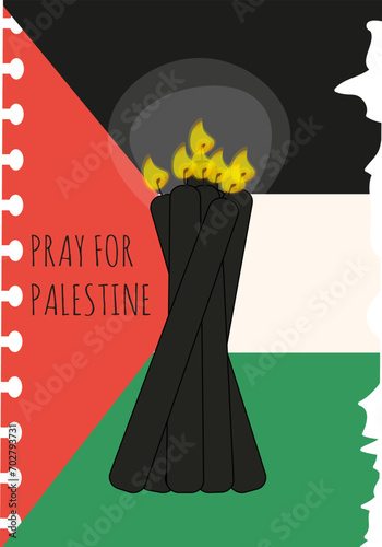 Palestina vs Israel conflict banner. Design poster pray for Palestine. Vector illustration for web and social media. Stop war. EPS 10