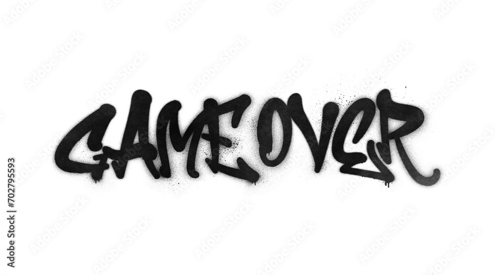 Words ‘Game Over’ written in graffiti-style lettering with spray paint effect isolated on transparent background Words ‘Game Over’ written in graffiti-style lettering with spray paint effect isolated on transparent background