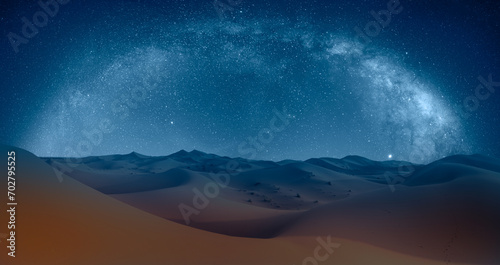 Amazing Milky Way over the sand dunes of Sahara Desert - Sahara, Morocco photo