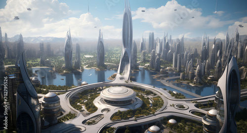 Visionary Architecture  Eco-Friendly Smart City with Advanced Transportation