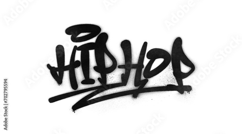 Word ‘Hip Hop’ written in graffiti-style lettering with spray paint effect isolated on transparent background photo