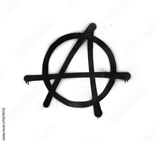 Graffiti-style anarchy symbol with spray paint effect isolated on transparent background