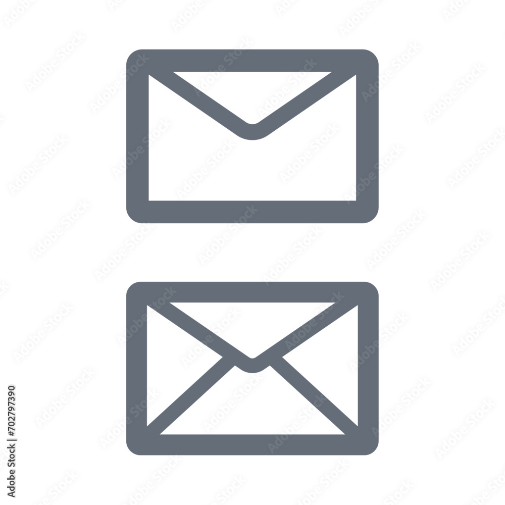 Set of notification, message, mail and letter minimalistic icon vector Set of notification, message, mail and letter minimalistic icon vector