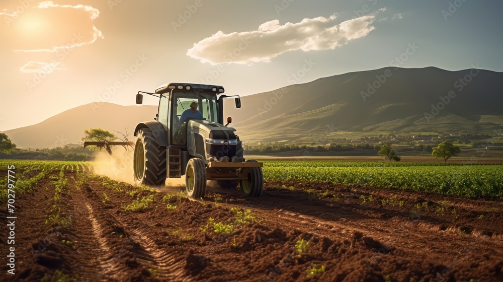 Fototapeta premium tractor in field