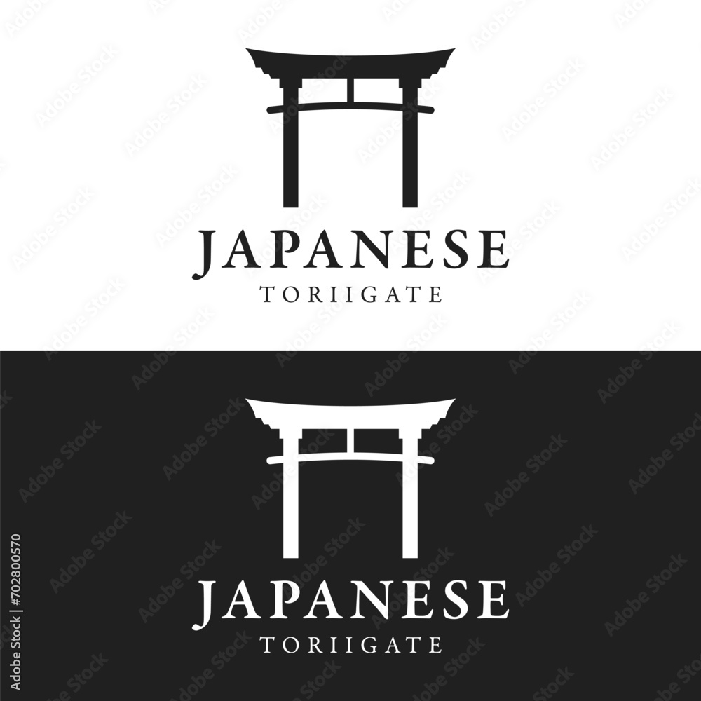 Japanese ancient torii gate logo template design. Tori gate Japanese heritage, culture and history. Japanese ancient torii gate logo template design. Tori gate Japanese heritage, culture and history.