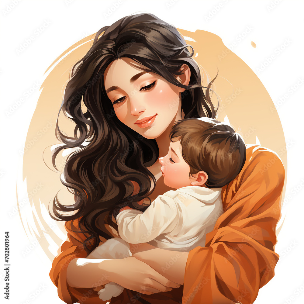 Mom holding a baby Illustration Mom holding a baby Illustration
