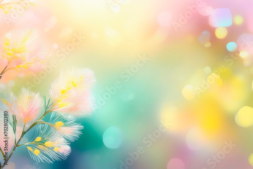 Spring mimosa flowers on blurred background, spring season concept. © elena_hramowa