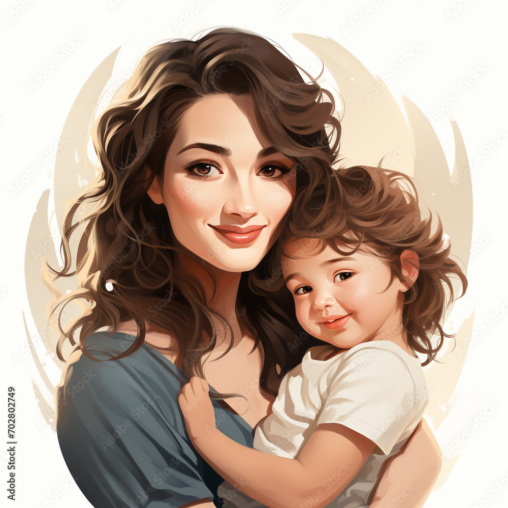 Mom holding a baby Illustration Mom holding a baby Illustration