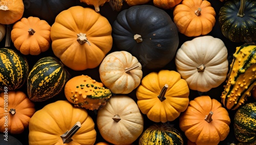 A variety of pumpkins and gourds