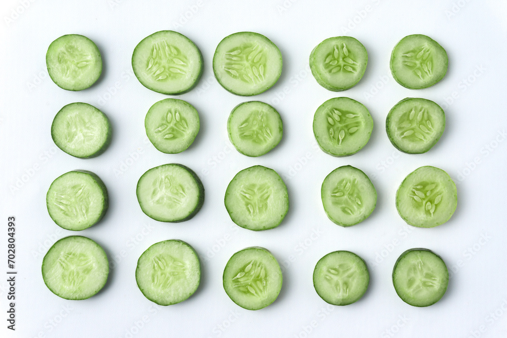 a heap of slice cucumber background, top view a heap of slice cucumber background, top view