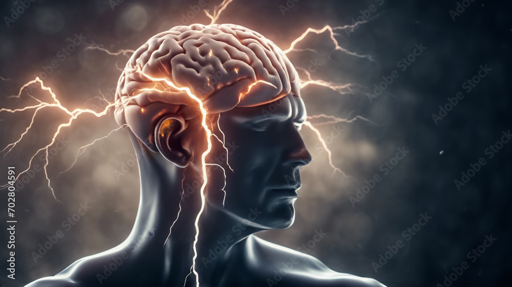 Tempesta Interiore- Rappresentazione delle Sfide della Pressione Psicologica sul Cervello Umano
