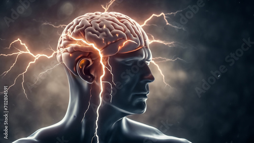 Obraz na płótnie Tempesta Interiore- Rappresentazione delle Sfide della Pressione Psicologica sul Cervello Umano w salonie