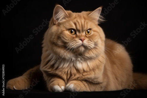 Portrait of a cute cat looking away. Highland fold cat breed
