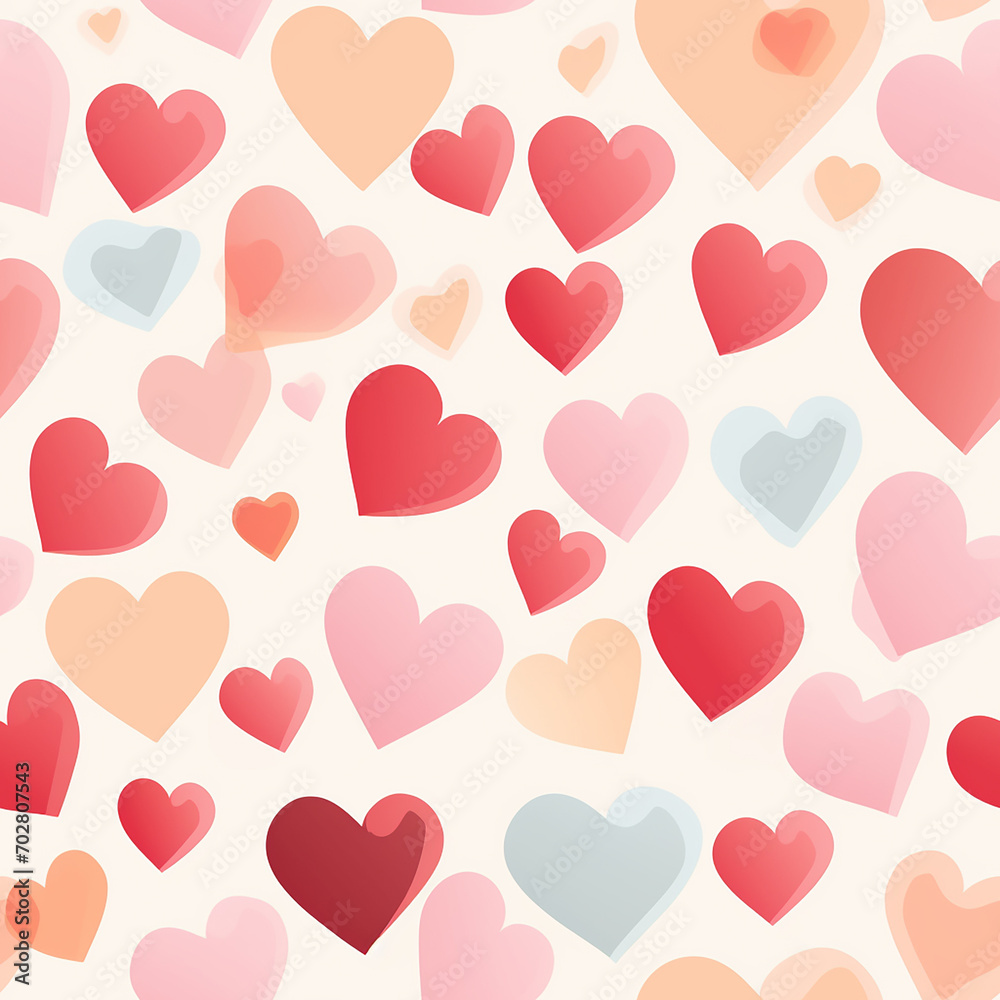 cute valentine hearts patterns pink and red pastel colors,vintage style