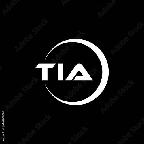 TIA letter logo design with black background in illustrator, cube logo, vector logo, modern alphabet font overlap style. calligraphy designs for logo, Poster, Invitation, etc.